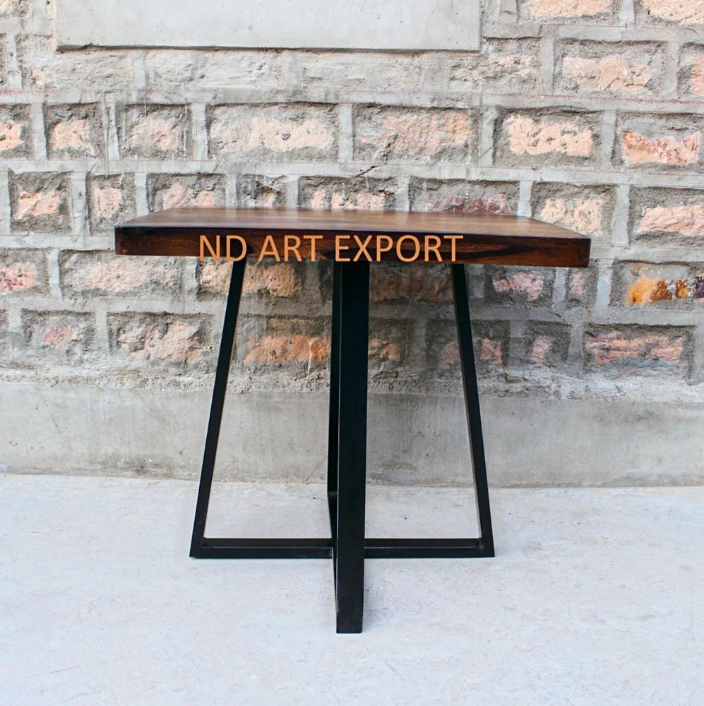 Wooden Top With Iron Legs Dining Table