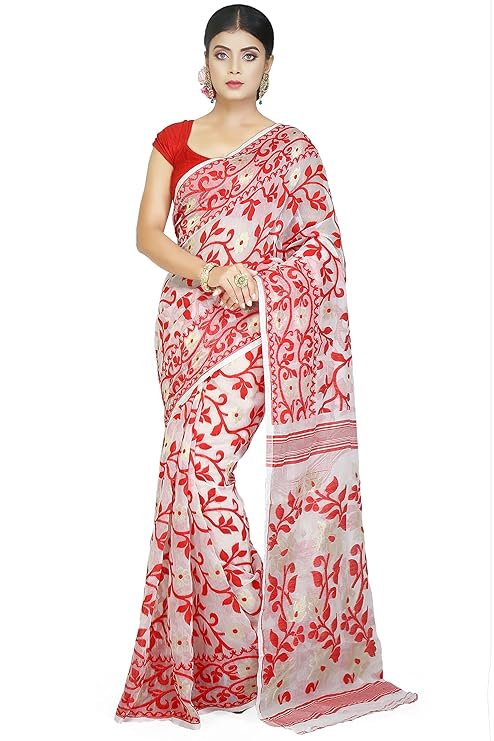 Red White Chanderi Sarees