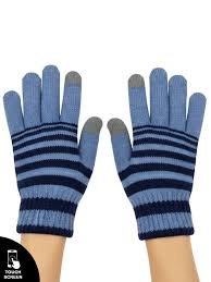 Striped Winter Sky Blue Gloves