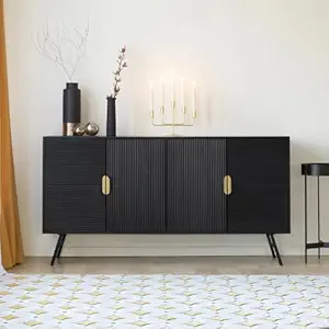 Soni Art Exports White Color Hamlin Mango Wood Distressed Finish Sideboard With 2 Gate & 3 Drawer