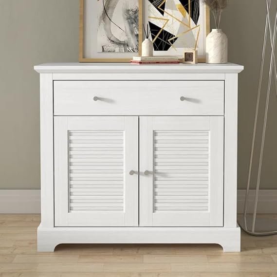 Soni Art Exports White Color Wood Sideboard With 2 Drawer & 2 Gate 30x18x32 inch