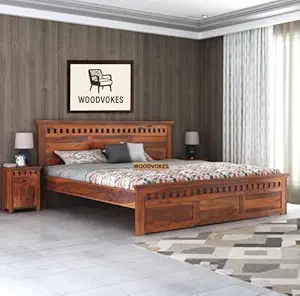 Brown Solid Wood Double Bed