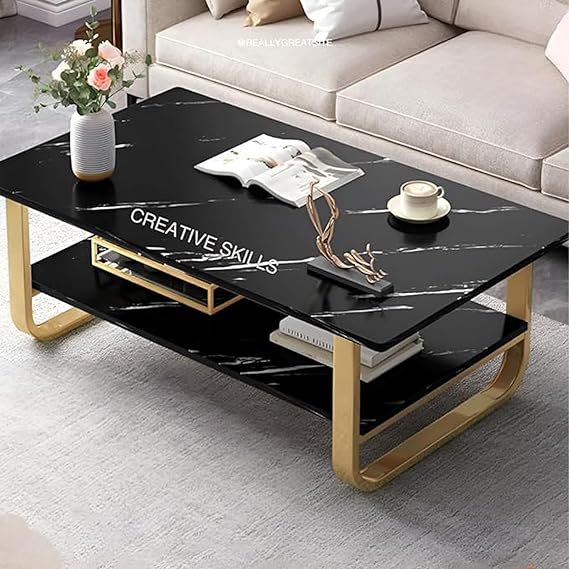 Perforated Metal Black Gold Coffee Table