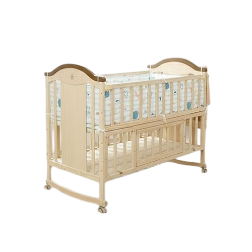 12 in 1 Wooden Crib Cot And Baby Bed With Convertible Manual Cradle With Bumper Set Natural Wood