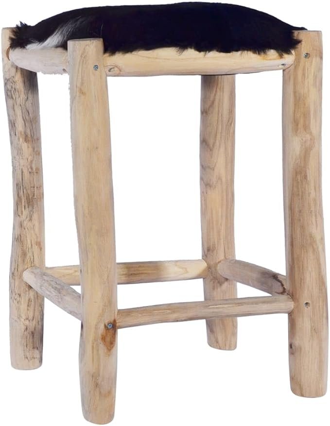 Vintage Genuine Goat Leather High Bar Stool