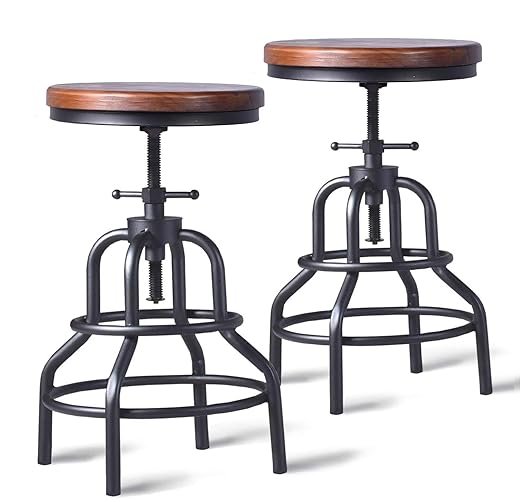 Metal Pipe Bar Stool with Wood Top
