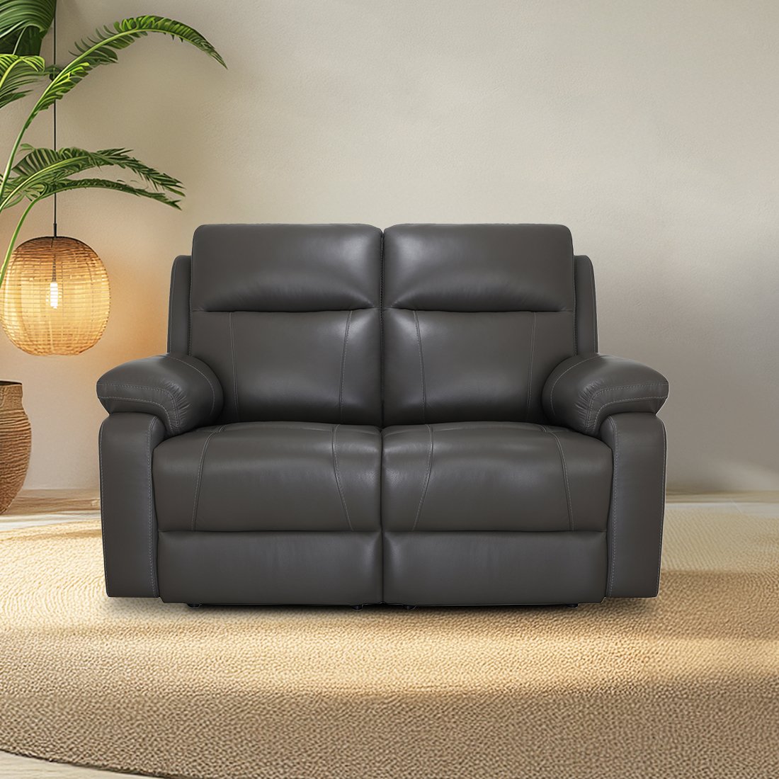 Premium Half Leather Omega Living Room Two Seater Recliner Sofa Supplier in Noida