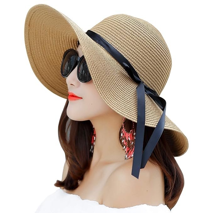 Women's Straw Foldable Wide Brim Beach Hat