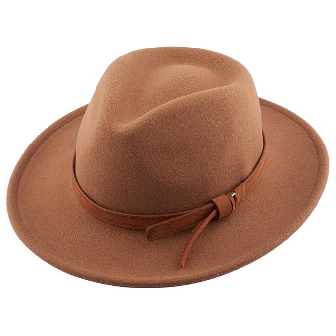Brown Plain Dyed Fashion Straw Fedora Summer Hat, Size: 58