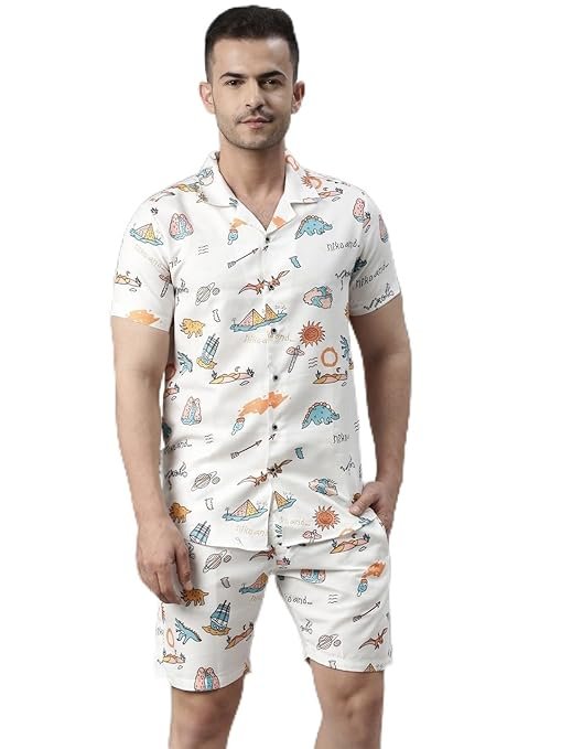 Men Printed Nightsuit Set