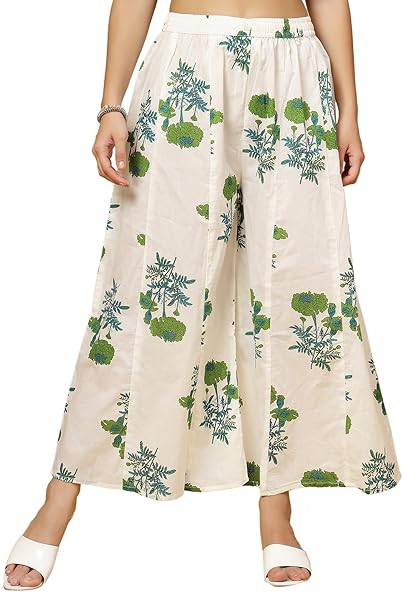Casual Wear Cotton Rayon Palazzo, Wide Leg, Size: Full Size