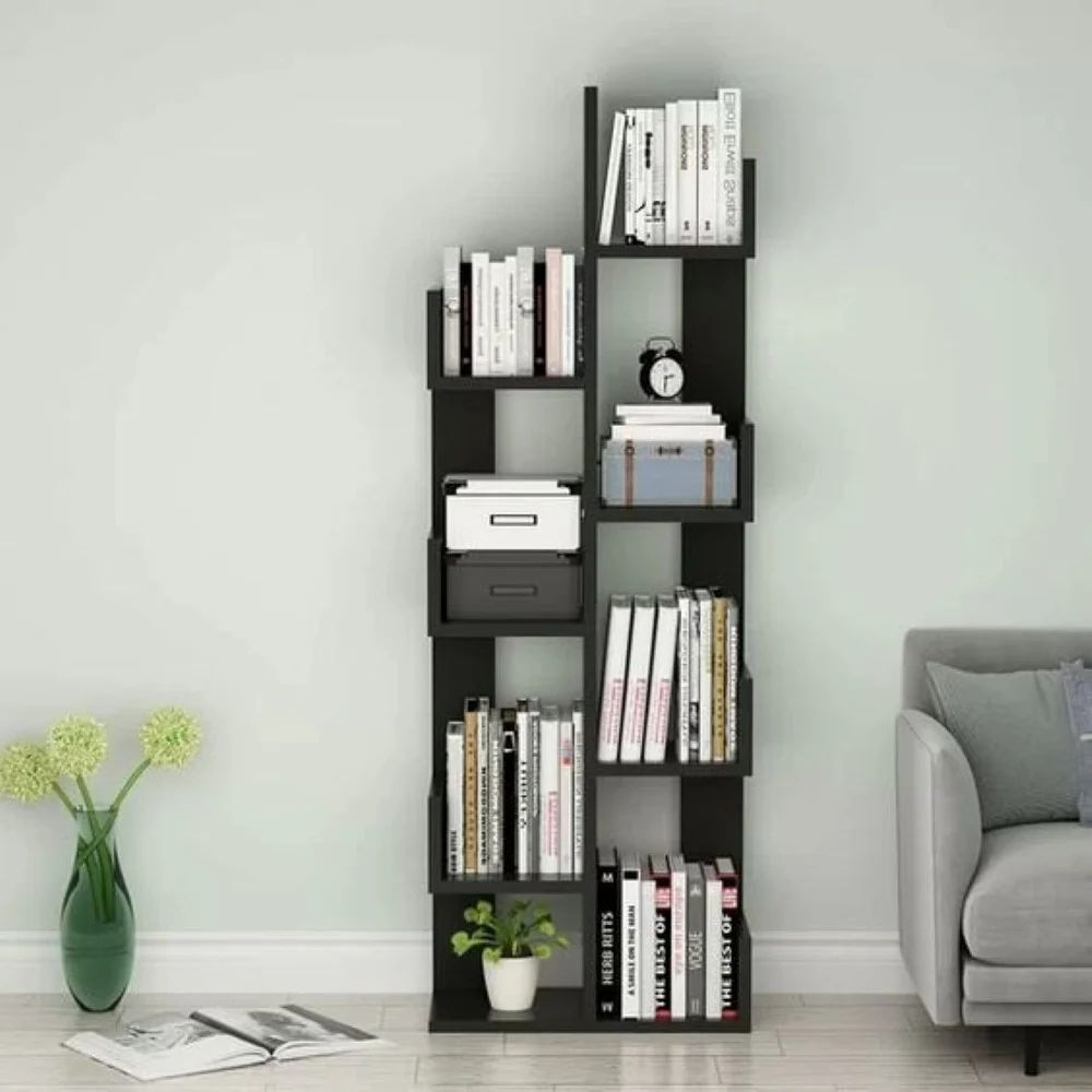 Polished Wooden Designer Wall Display Book Rack, 8 Shelves