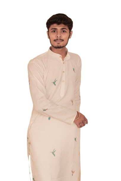 Cotton Schiffli Digital Print Kurta for man