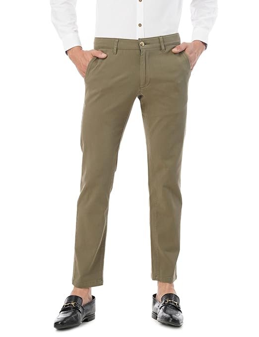 Men Olive Knitted Cotton Trouser