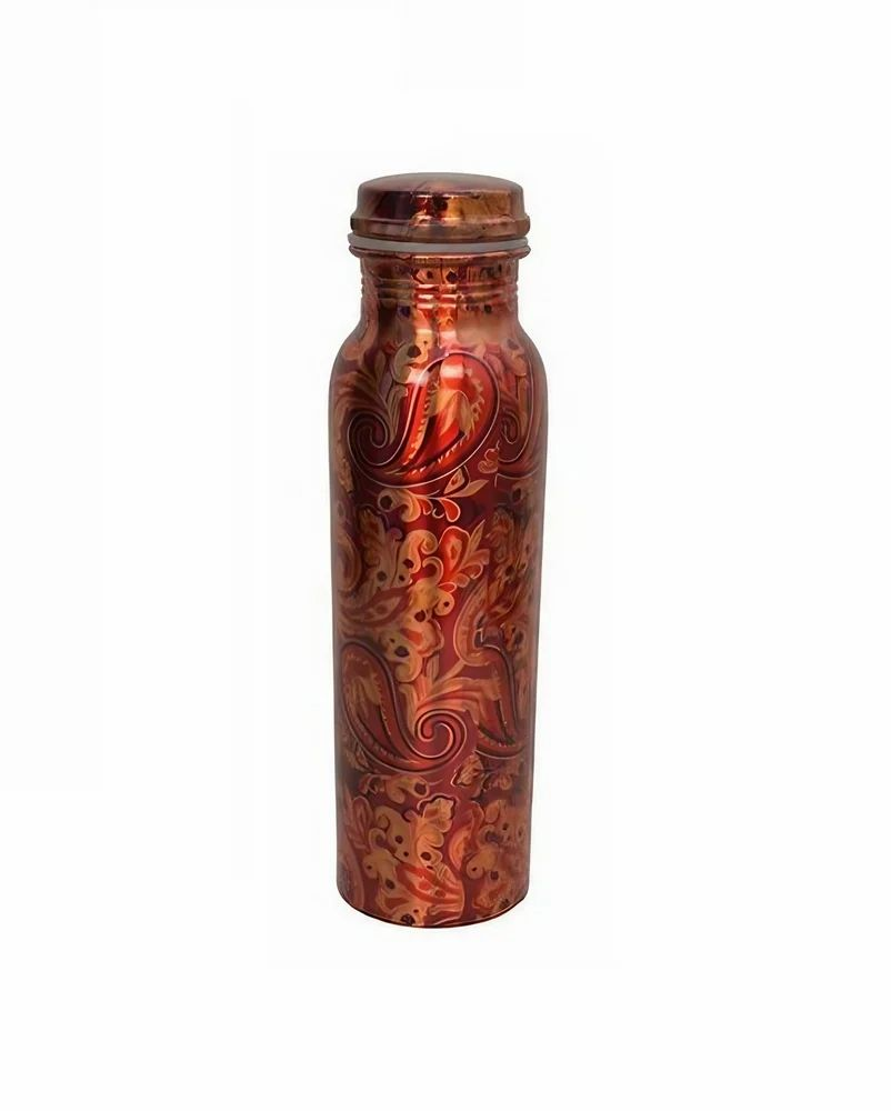 Brown Printed Copper Bottle, For Drinking And Storing Water