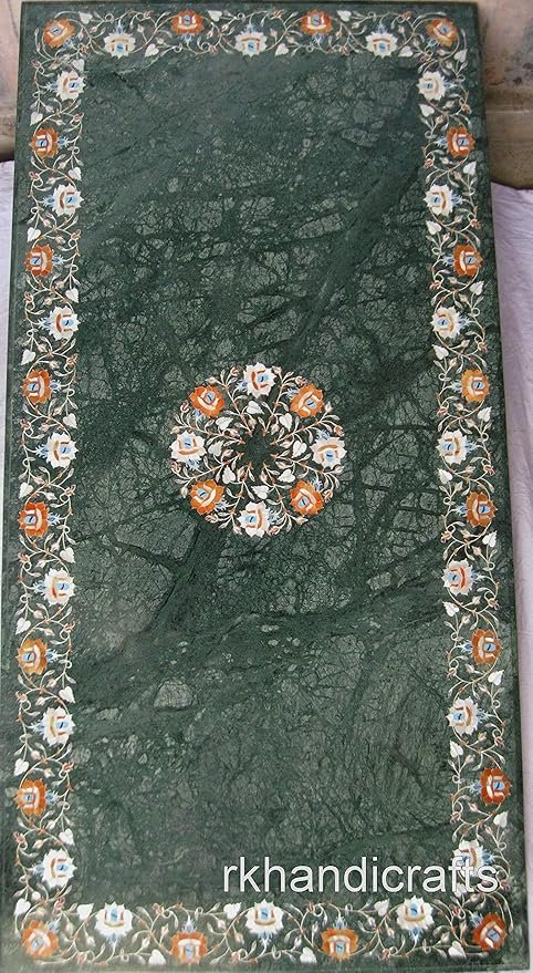 Marble Inlaid Conference Table, Handcrafted Pietra Dura Executive Meeting Table