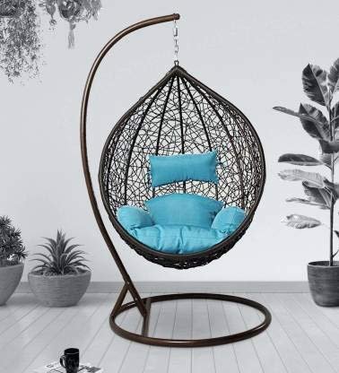 Hanging Swings for Indoor, Outdoor, Home, Patio, Yard, Balcony, Garden (black/sky blue))