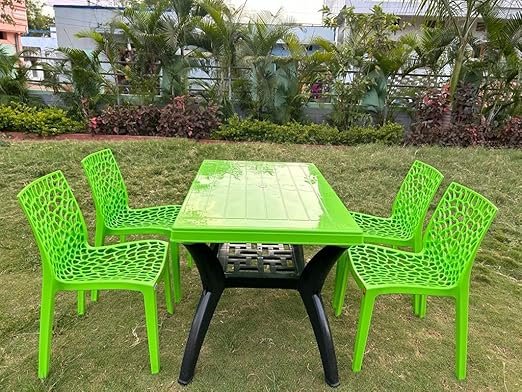 RATTAN WICKER CHAIR WITH TABLE COLOR PARROT GREEN