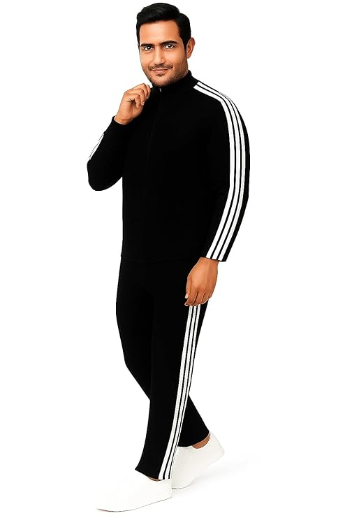 Black Polyester New Mens Tracksuit