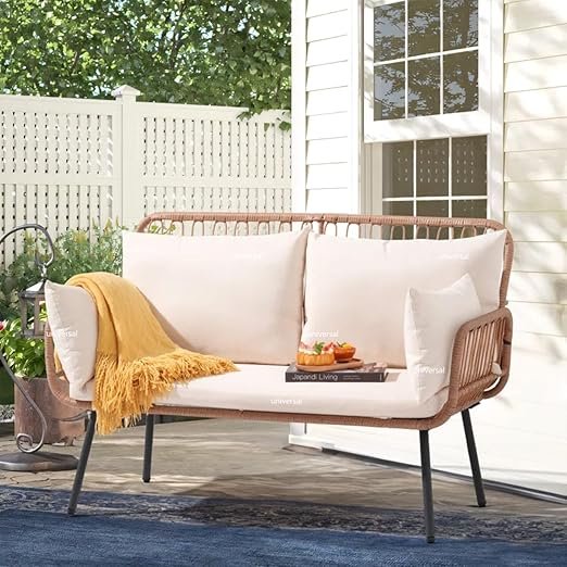Light Beige 2 Seater Outdoor Sofa Set