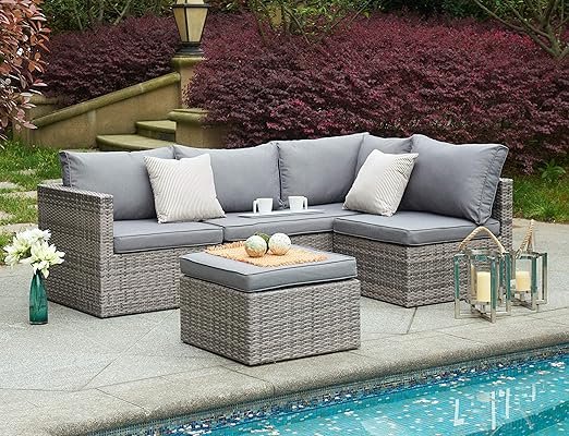 Gray 6 Seater Outdoor Sofa Set