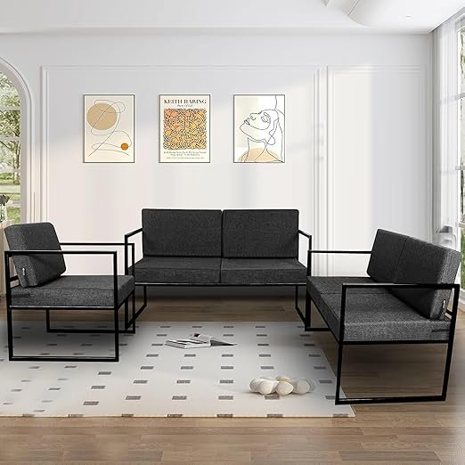 Black 2 Seater Outdoor Sofa Set