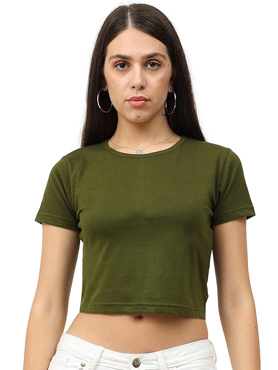 Ladies Green Plain Cotton Top