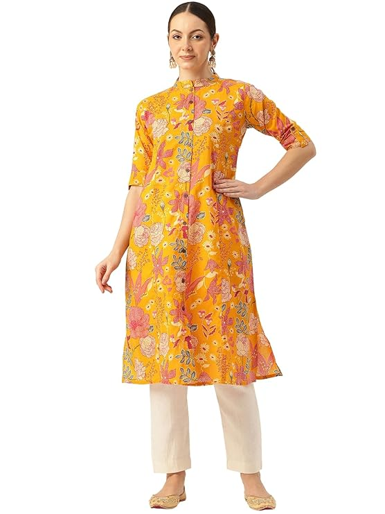 Women''s Khadi Look South Cotton Button Kurta / Kurti - Available In Multiple Colours