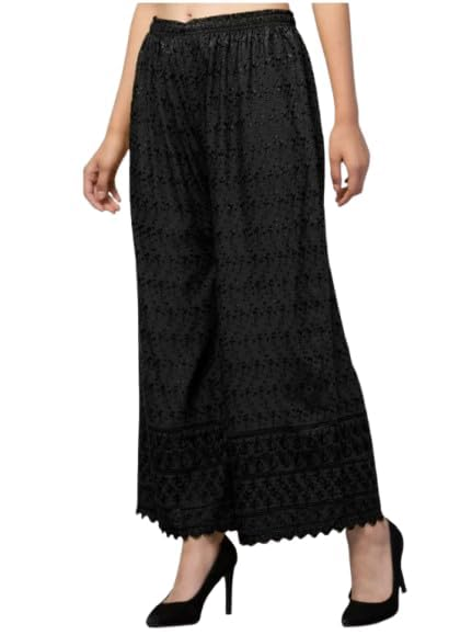 Ladies Black Rayon Palazzo